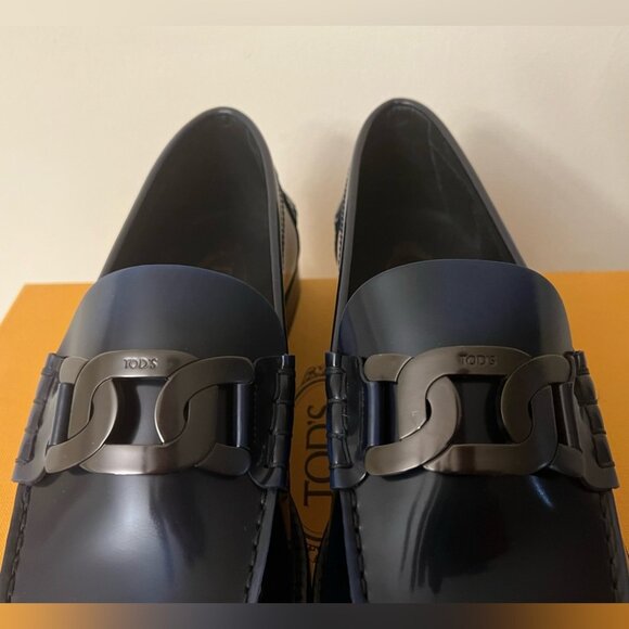 NIB Tods ‘Kate’ Chain Baltic Blue Patina Moccasin Loafers 8EU/9US $895.00 *2024* main image 10